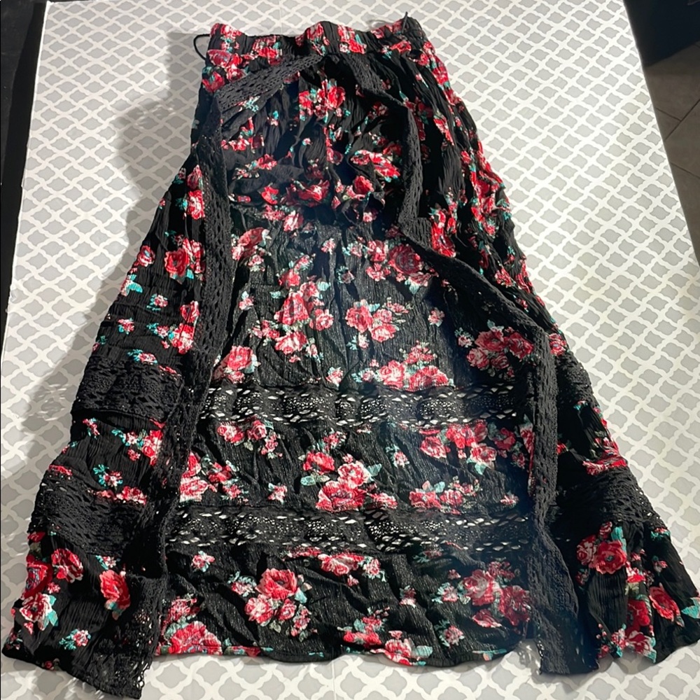 Floral Black Skirt